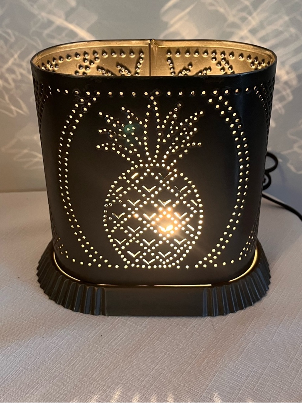 Irvin's Country Tinware Pineapple Nightlight, handcrafted pierced tin lamp